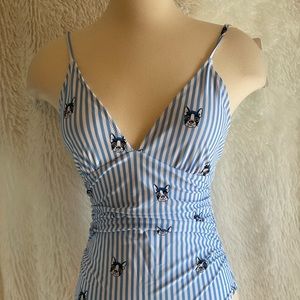 Women V Neck One Piece Swimsuit Ruched Tummy Control Swimwear